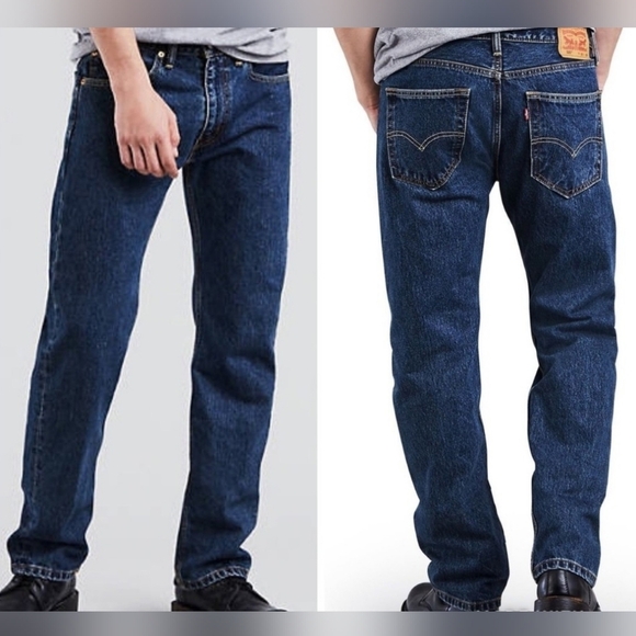 NEW Levi's Men's 505 Regular Straight Leg Sz 33X30 Dark Wash Denim Blue Jeans - Picture 1 of 16